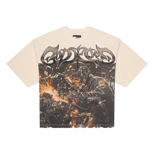 GODSPEED 'STEEL SHARPENS STEEL' TEE - BONE