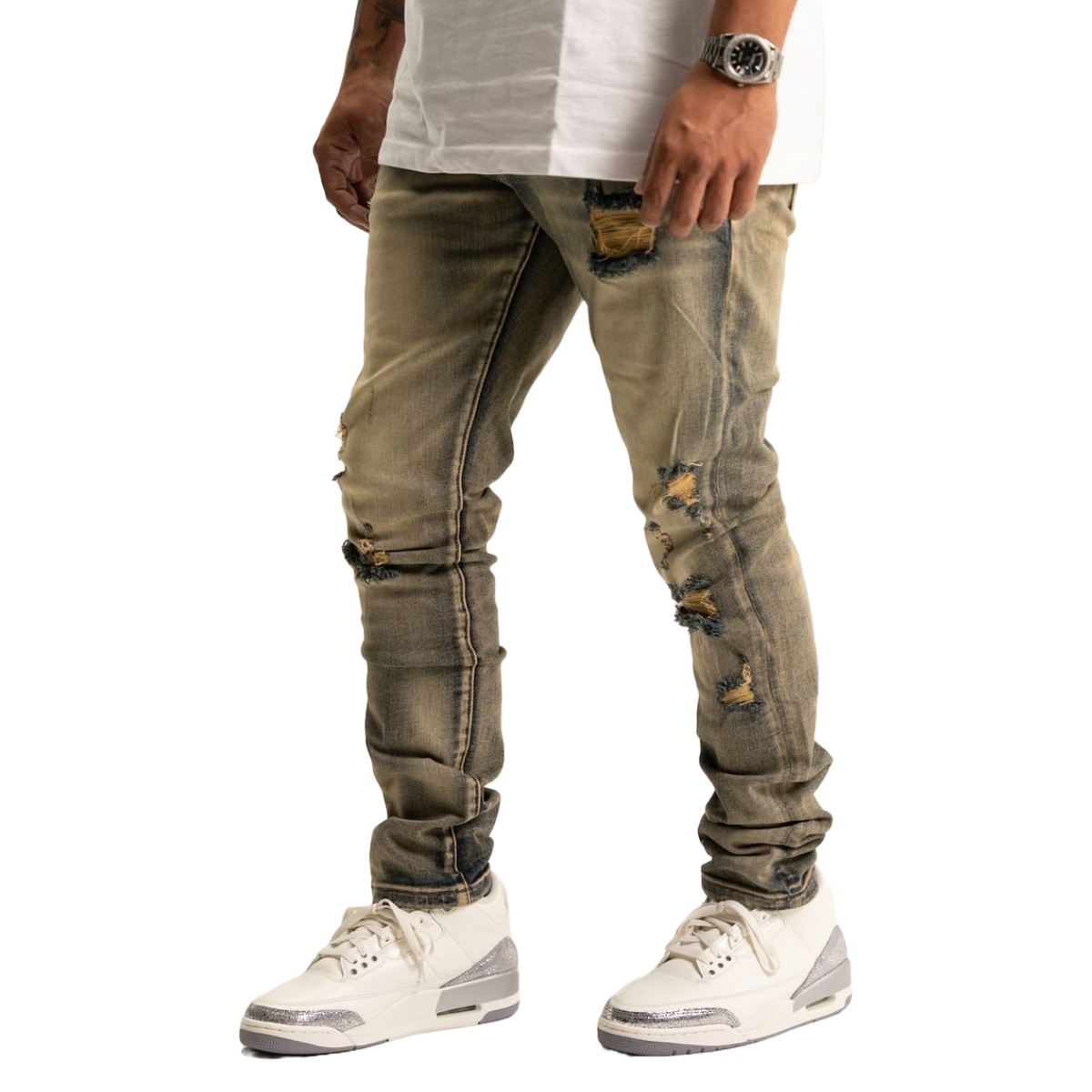 RVR 'ORIGIN' ML-01 RIPPED VINTAGE WASH DENIM