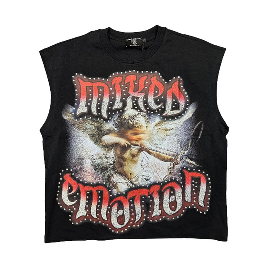 ME 'ANGEL' SLEEVELESS TEE - BLACK