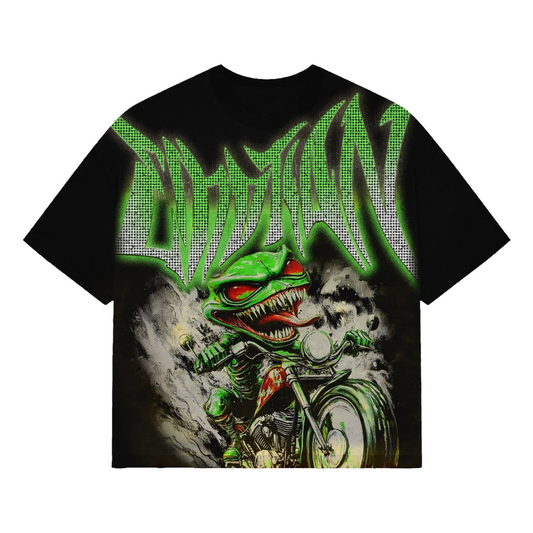 ME 'GOBLIN' RHINESTONE TEE - BLACK