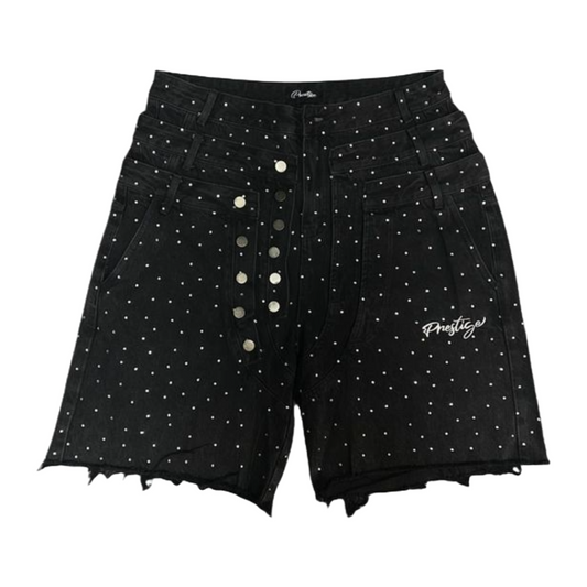 PRESTIGE JET BLACK TRIPLE WAISTED SHORTS