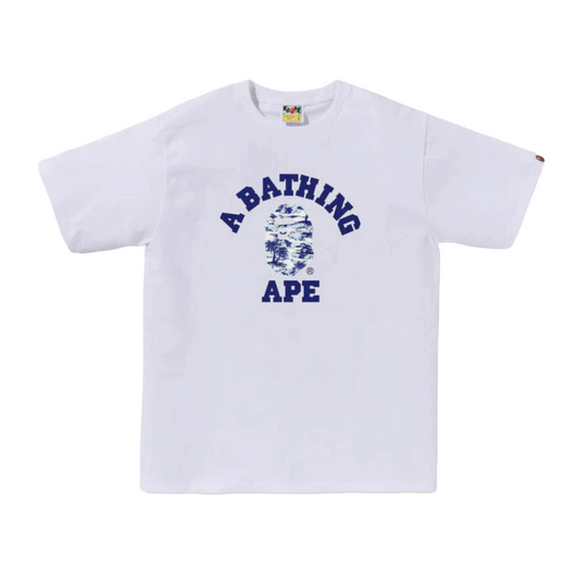 BAPE PALM TREE CAMO COLLEGE TEE - WHITE/BLUE