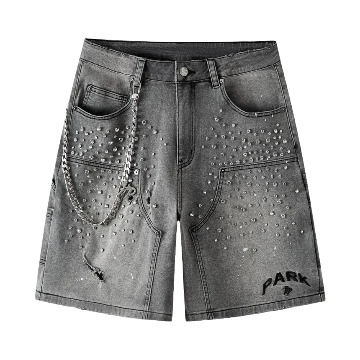 HP DOUBLE KNEE DENIM WORK SHORTS - BLACK WASH