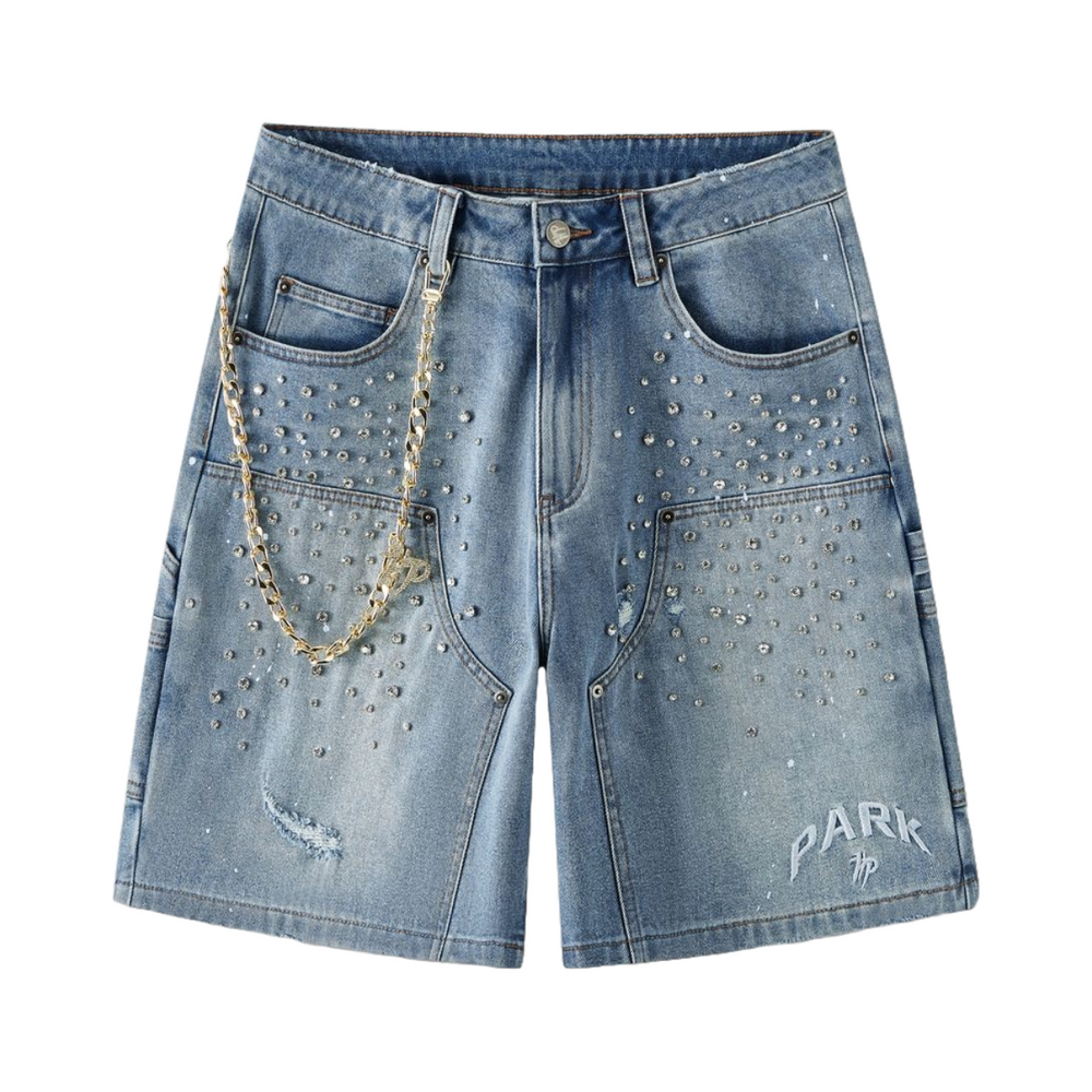 HP DOUBLE KNEE DENIM WORK SHORTS - BLUE