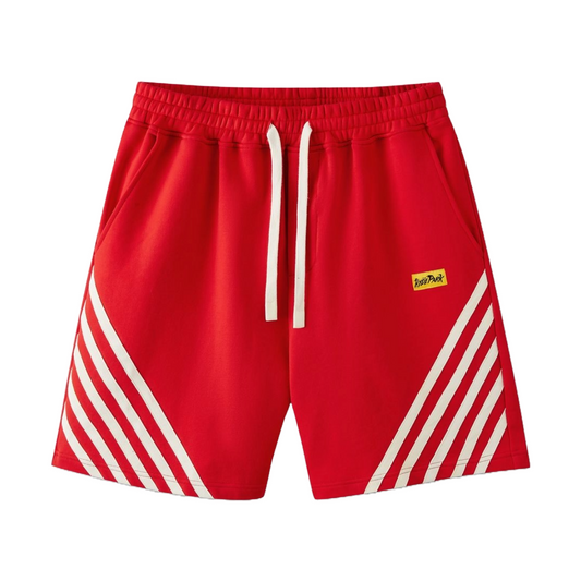 HP RELAXED STRIPED SHORTS - RED