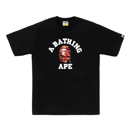 BAPE PALM TREE CAMO COLLEGE TEE - BLACK/RED
