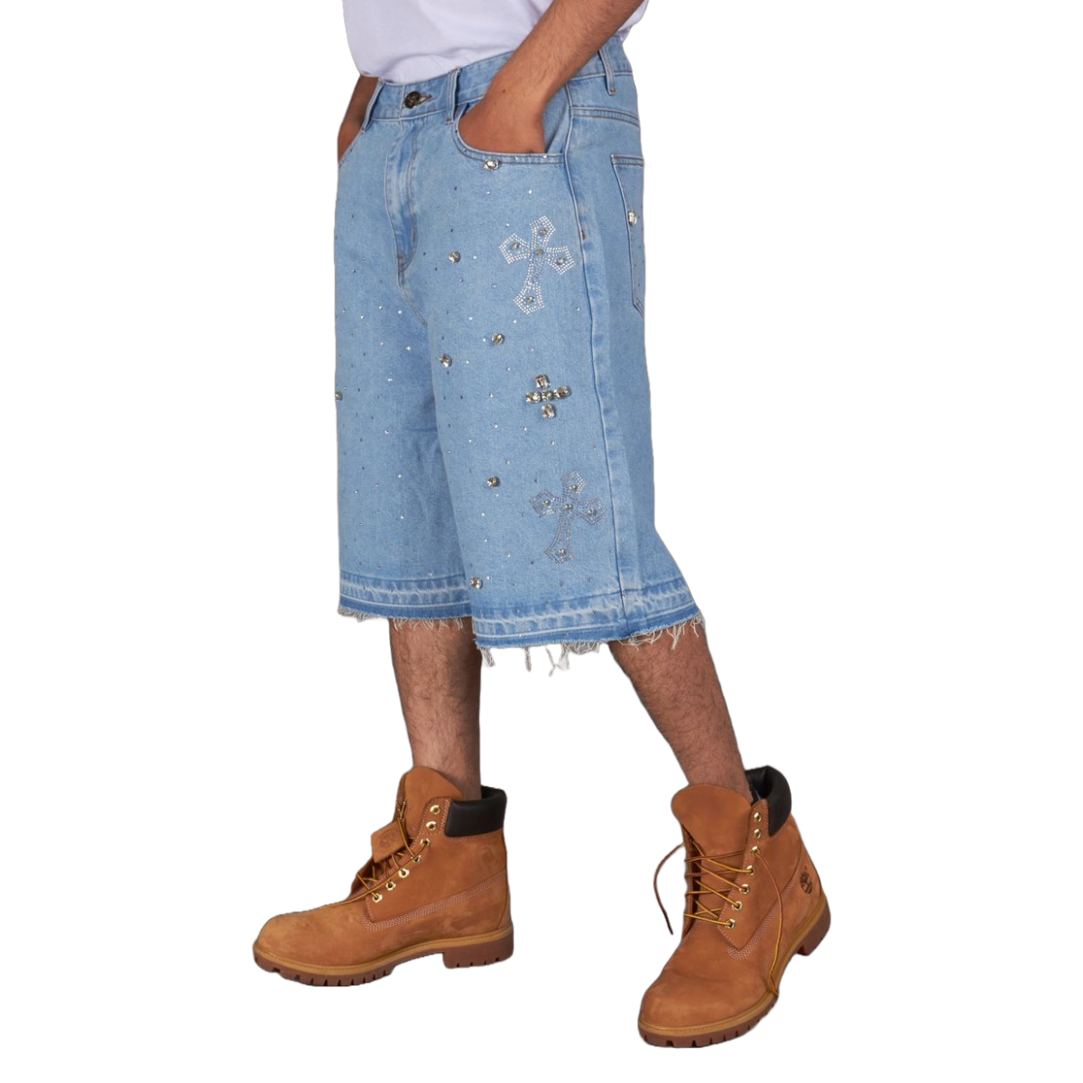 NME 'FELIX' JEAN SHORTS - LT BLUE