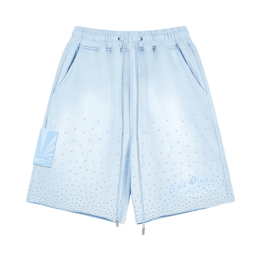 RHINESTONE TERRY SHORTS - SKY BLUE