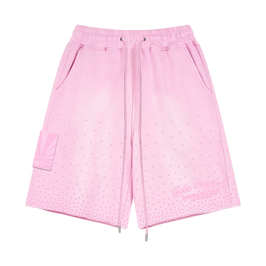 RHINESTONE TERRY SHORTS - PINK