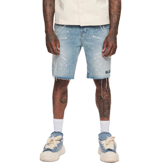 VALABASAS "SAMBA" DENIM SHORTS BLUE