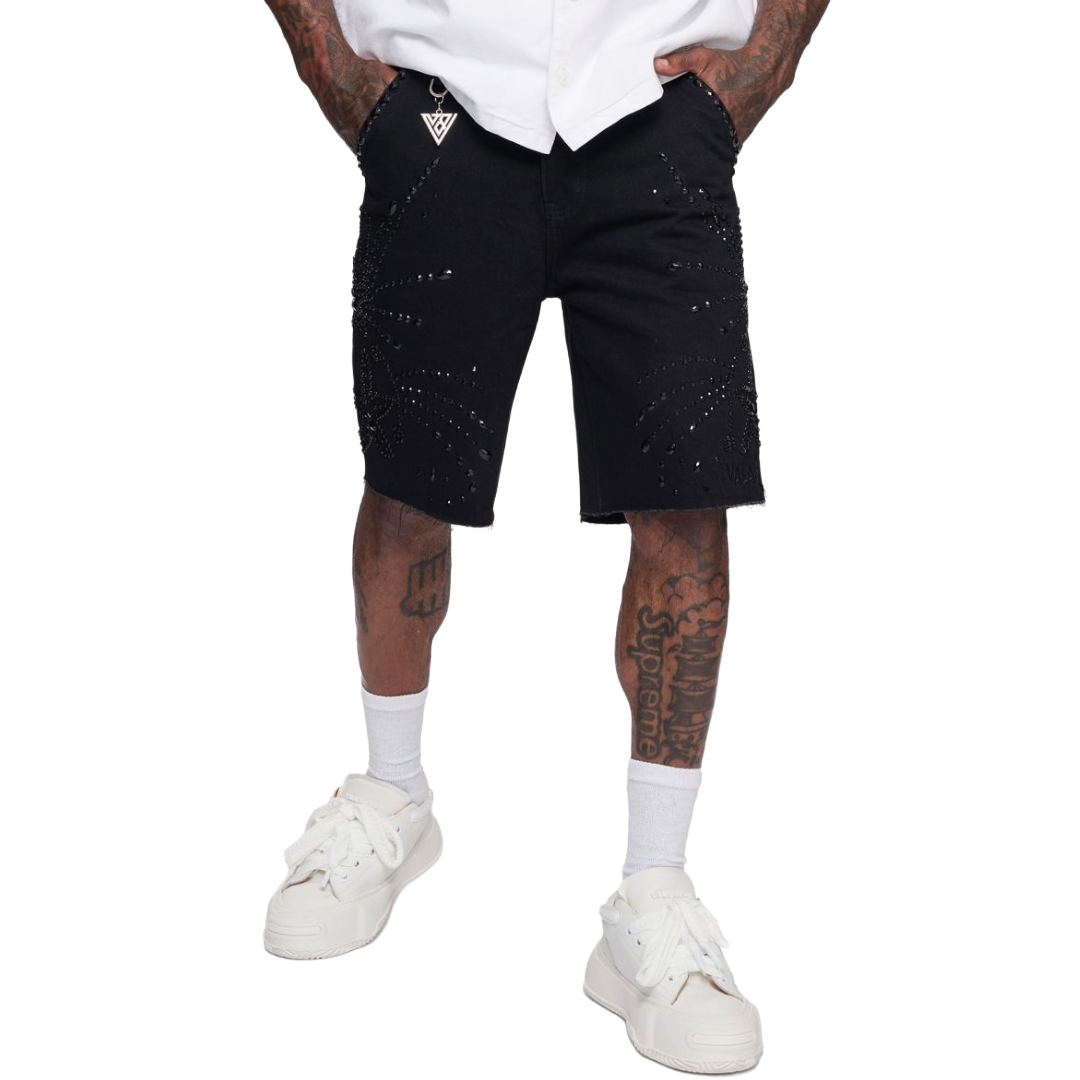 VALABASAS "SAMBA" DENIM SHORTS BLACK