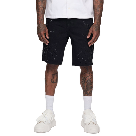 VALABASAS "SAMBA" DENIM SHORTS BLACK