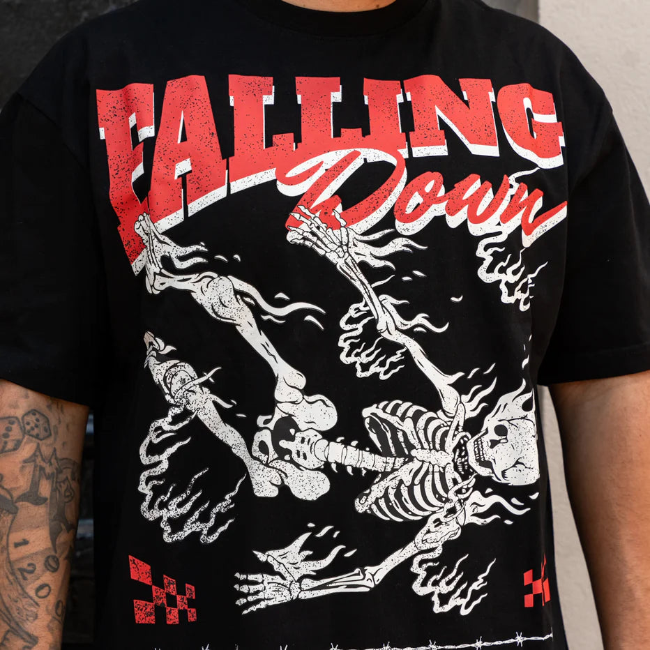 RVR 'FALLING DOWN' SS TEE (BLK)