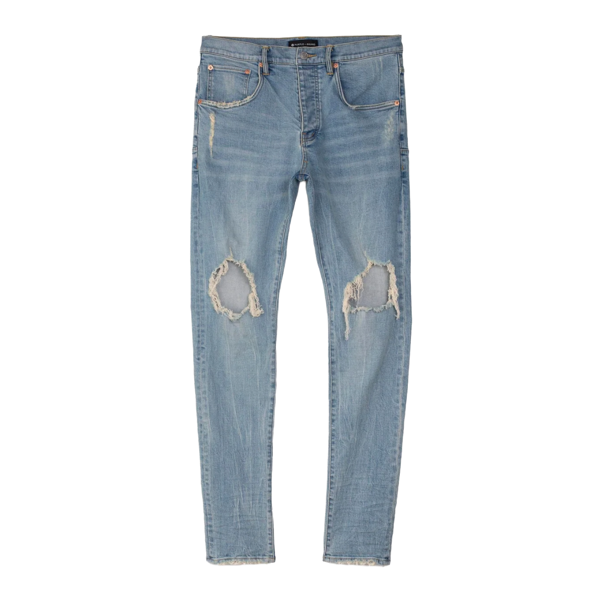 PURPLE BRAND RIPPED KNEE BLOWOUT SLIM JEANS