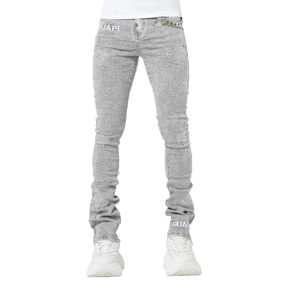 GUAPI SMOKE GREY DISTRESSED CROSS DENIM