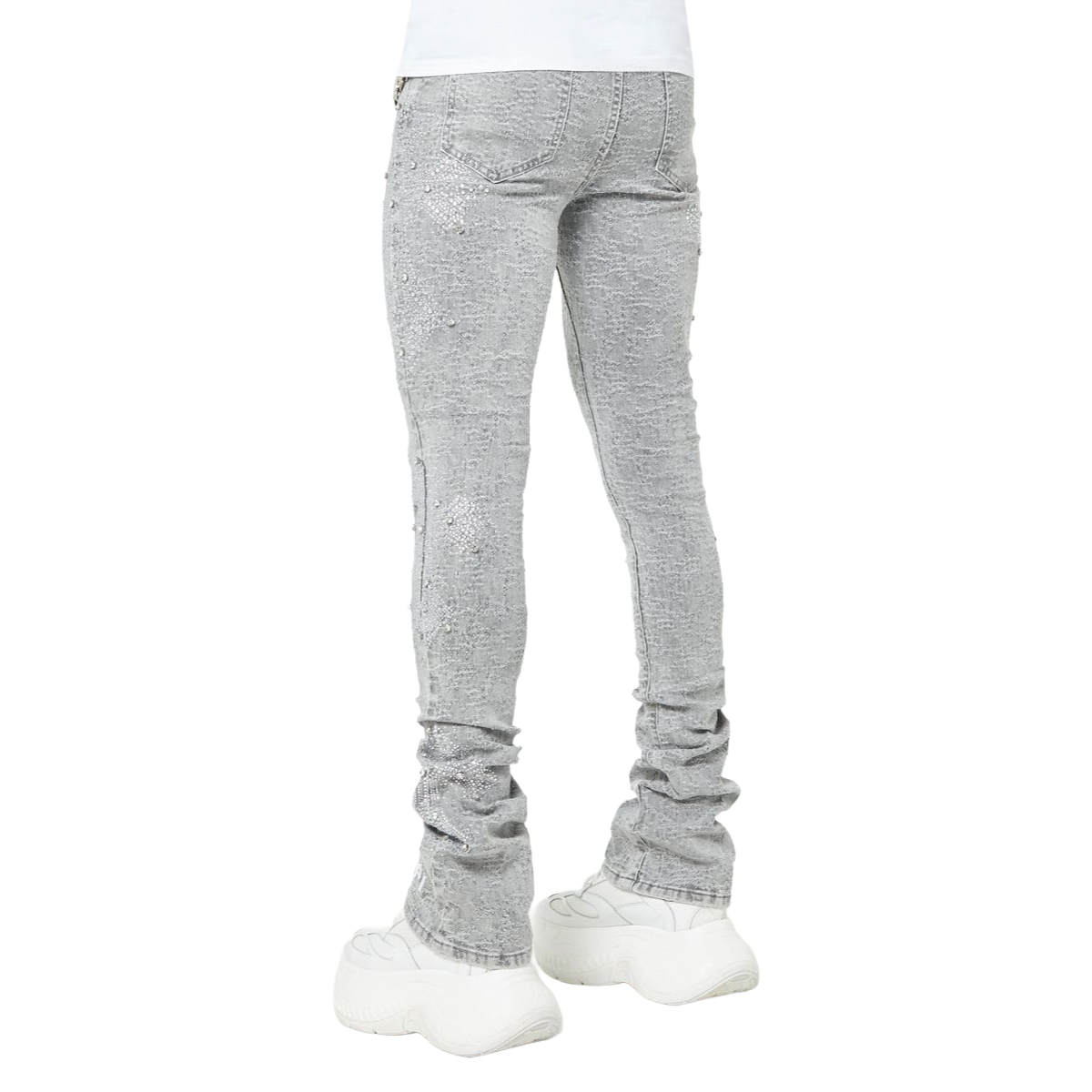GUAPI SMOKE GREY DISTRESSED CROSS DENIM