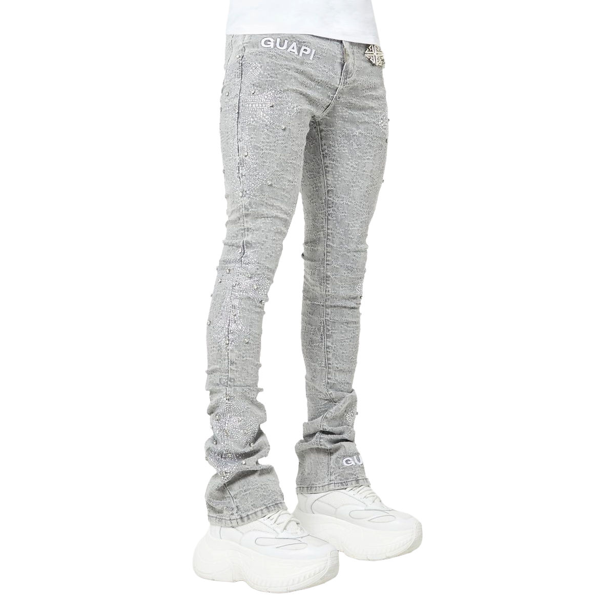 GUAPI SMOKE GREY DISTRESSED CROSS DENIM