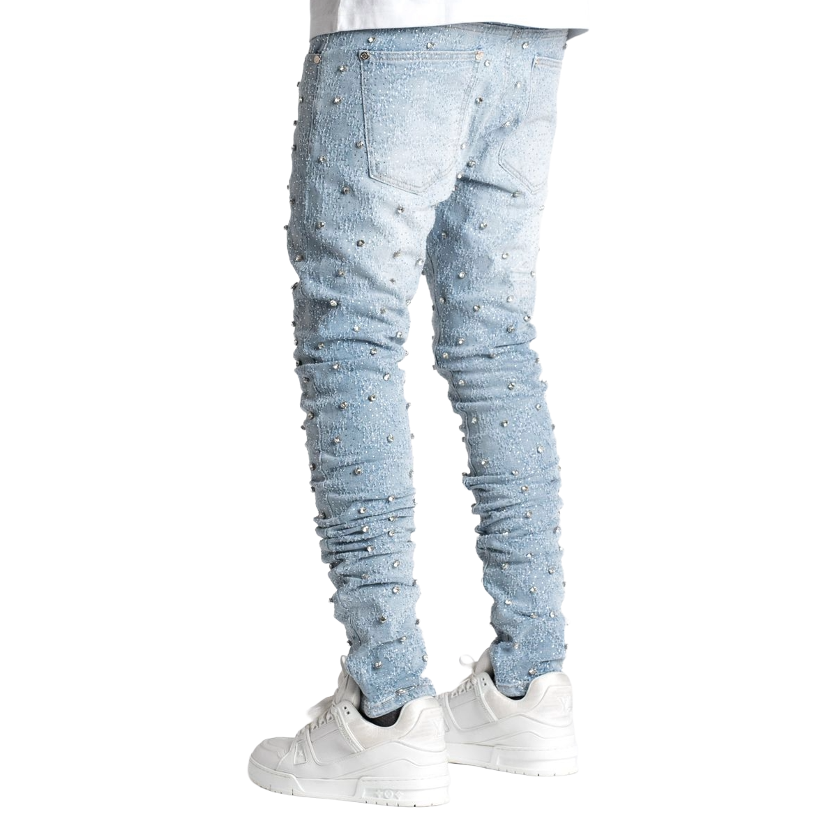 GUAPI STEEL BLUE EMBELLISHED DENIM