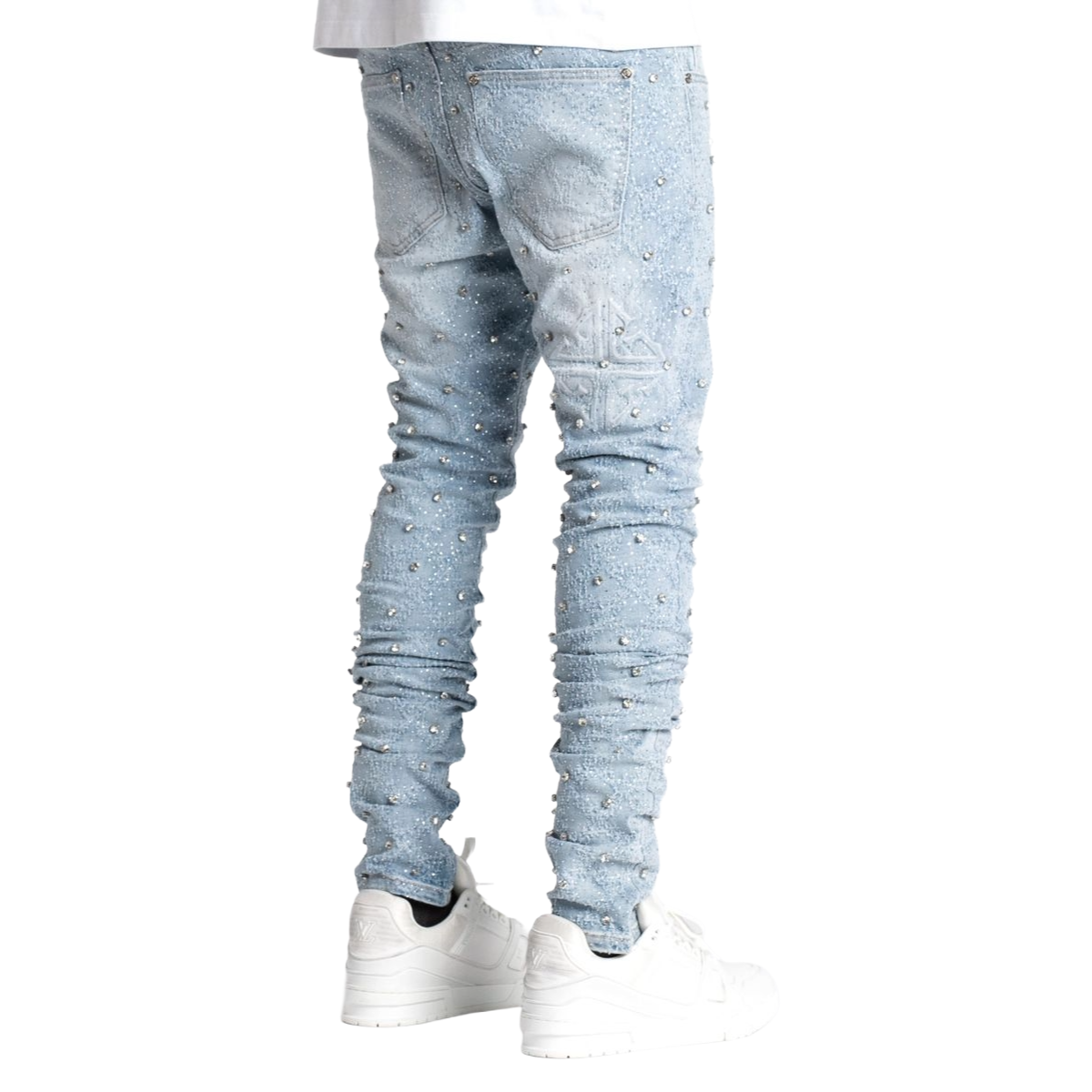 GUAPI STEEL BLUE EMBELLISHED DENIM