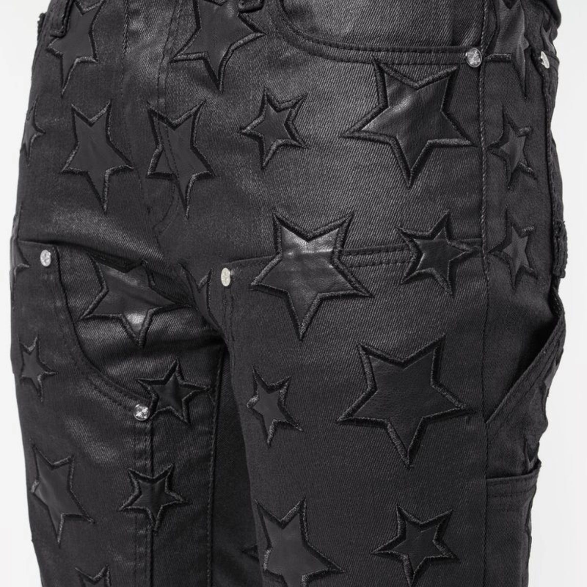 GUAPI ALL BLACK WAXED STARS DENIM