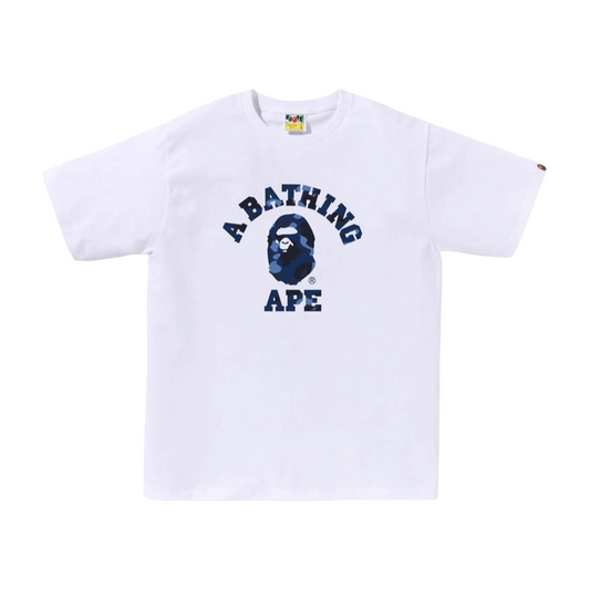 BAPE COLOR CAMO COLLEGE TEE - WHITE/NAVY