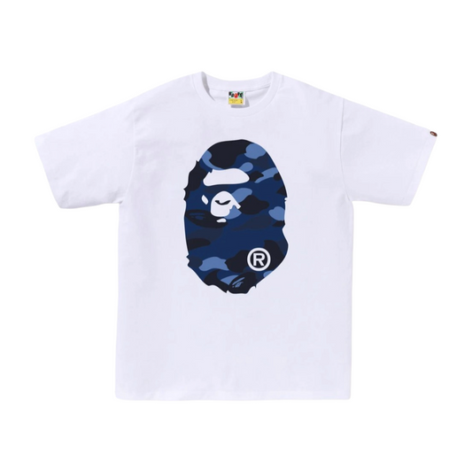 BAPE COLOR CAMO BIG APE HEAD TEE - WHITE/NAVY