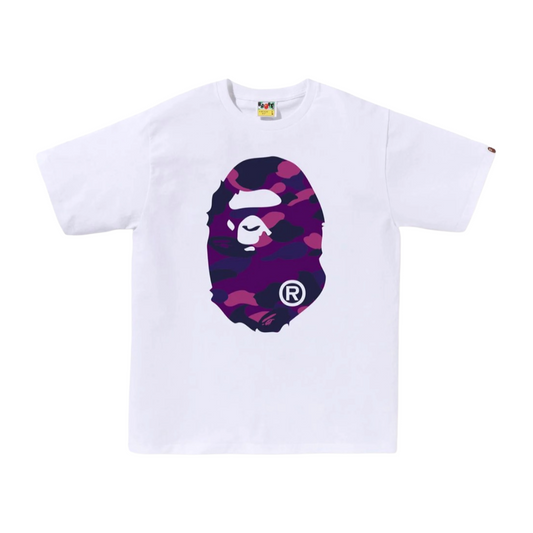 BAPE COLOR CAMO BIG APE HEAD TEE - WHITE/PURPLE