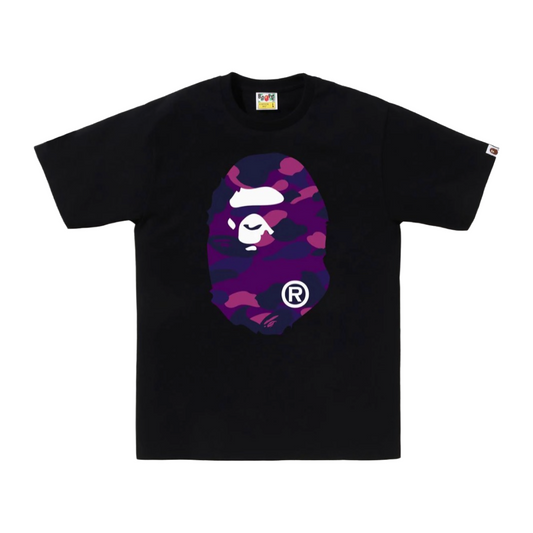 BAPE COLOR CAMO BIG APE HEAD TEE - BLACK/PURPLE