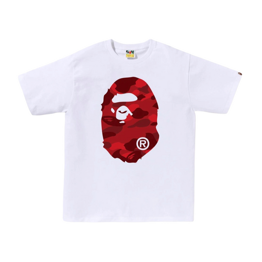 BAPE COLOR CAMO BIG APE HEAD TEE - WHITE/RED