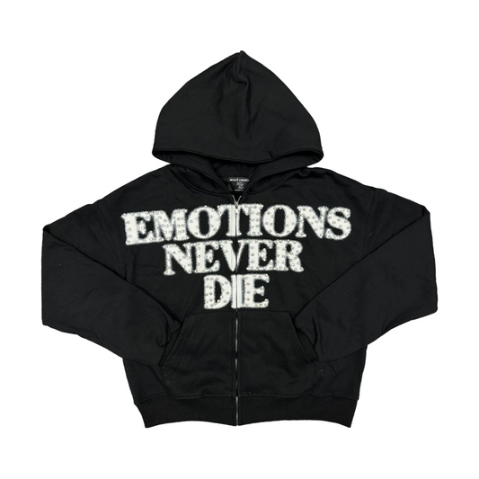 ME 'END' RHINESTONE HOODIE - BLACK
