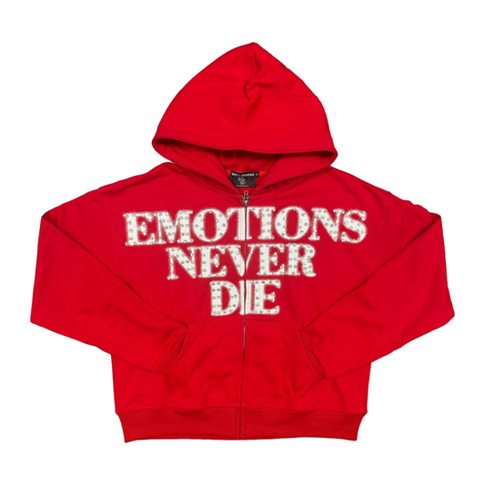ME 'END' RHINESTONE HOODIE - RED