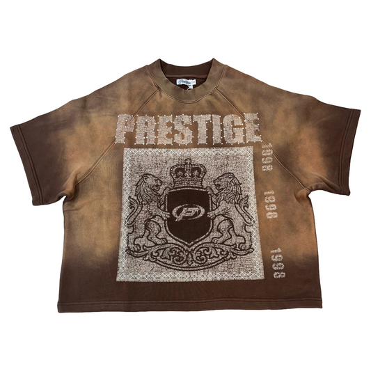PRESTIGE RHINESTONE ROYLTY TEE - BROWN