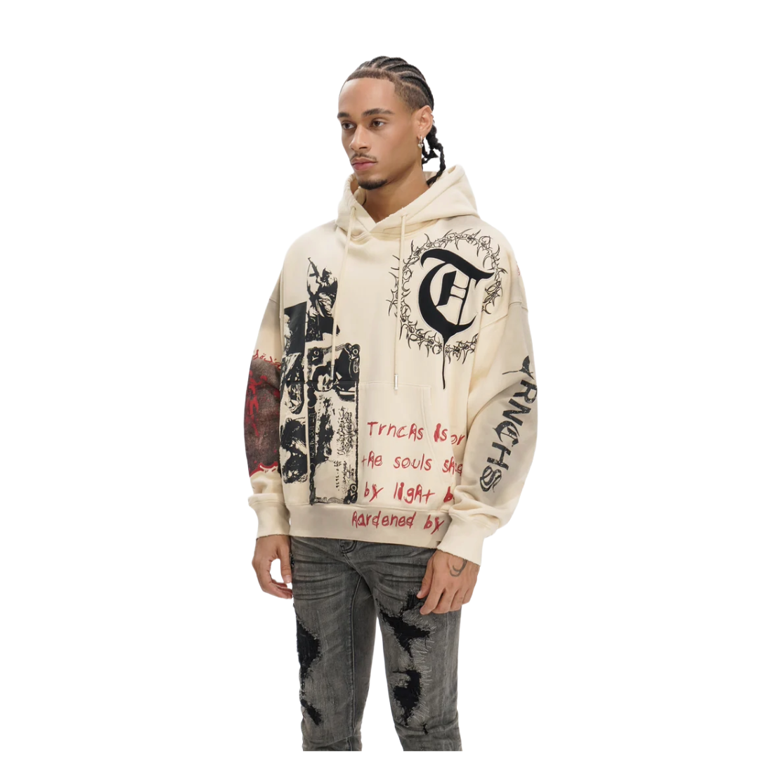 TRNCHS FORGED IN FIRE OFF WHITE HOODIE