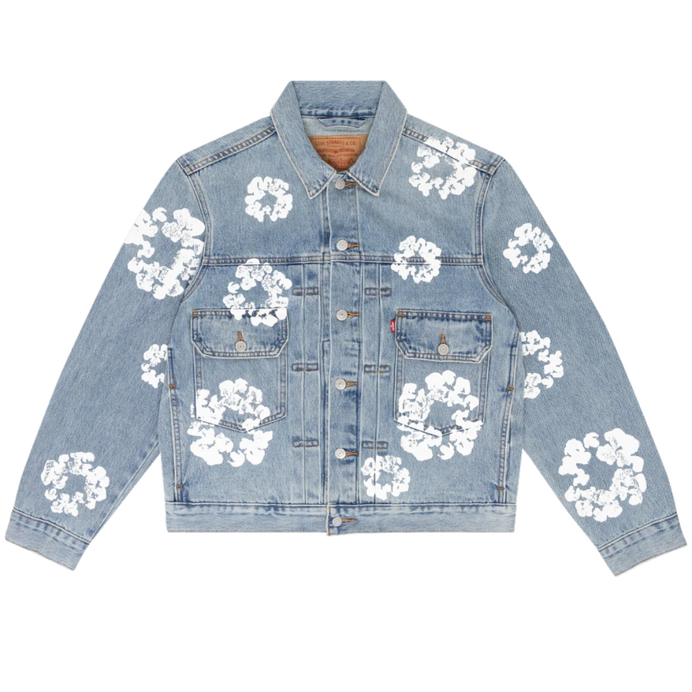DENIM TEARS TYPE - 2 ALL OVER WREATH LIGHT WASH JACKET