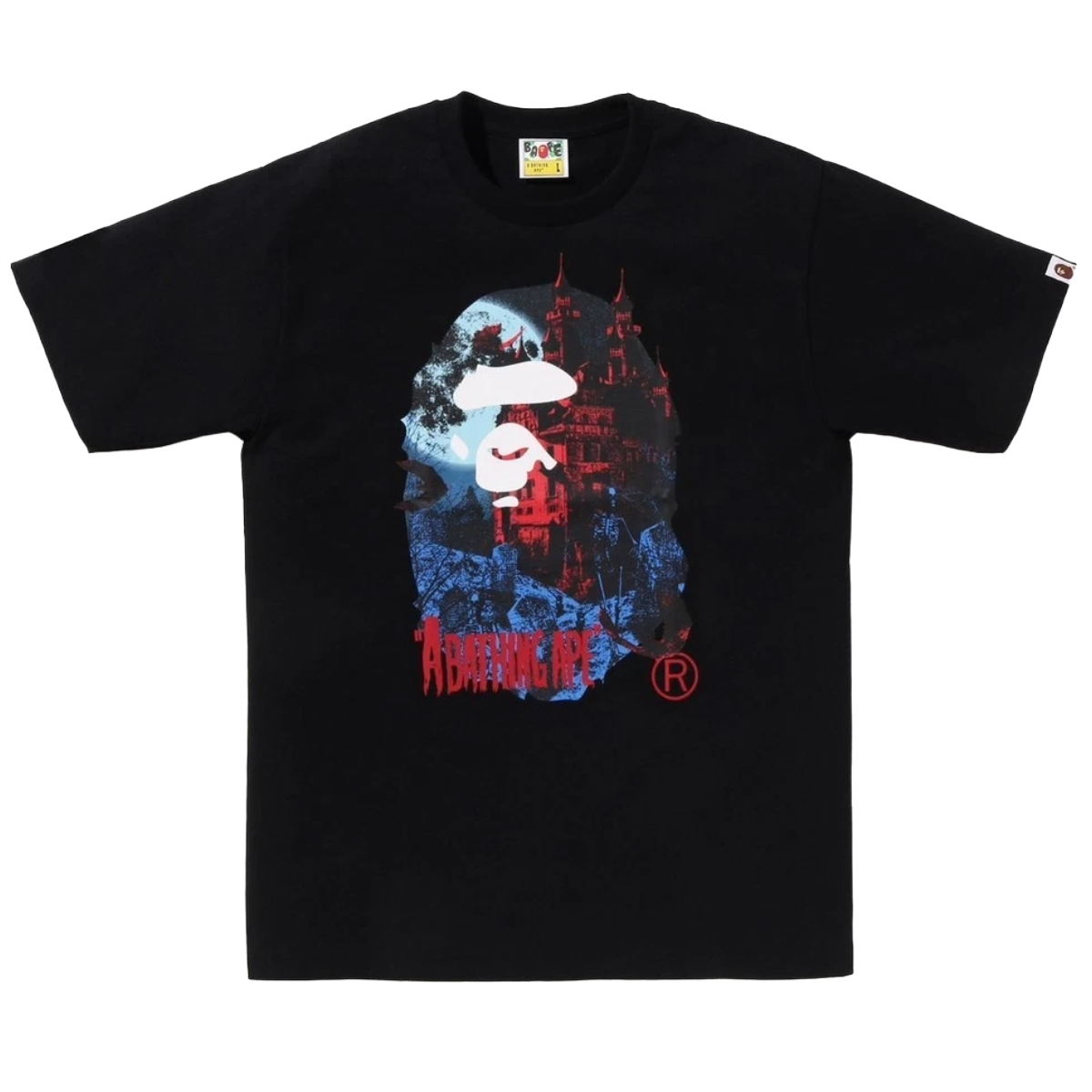 BAPE VAMPIRE CASTLE APE HEAD TEE MENS BLACK