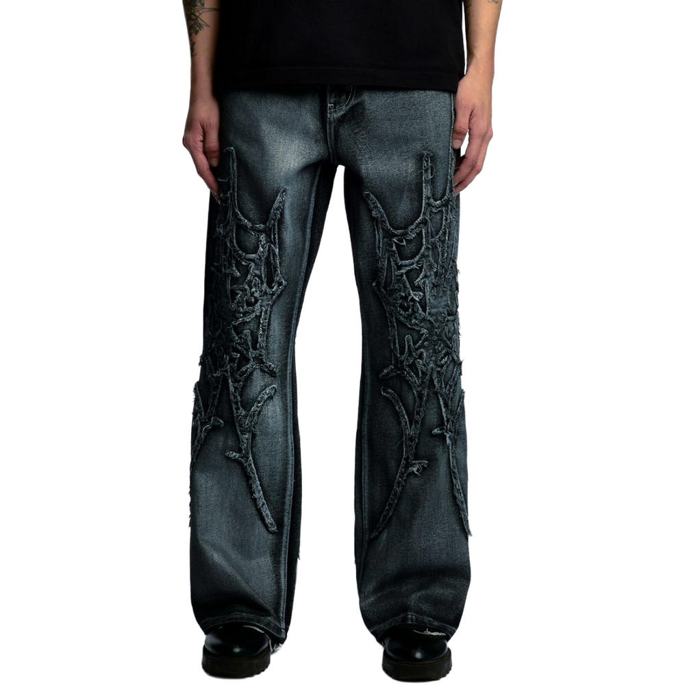 REVENGE SPIDER WEB DENIM PANT WAXED BLACK
