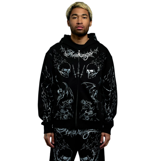 REVENGE TATTOO ZIP BLACK/SILVER