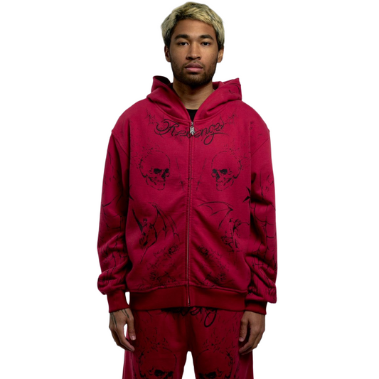 REVENGE TATTOO ZIP RED/BLACK
