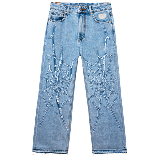 REVENGE SPIDER WEB DENIM PANT INDIGO