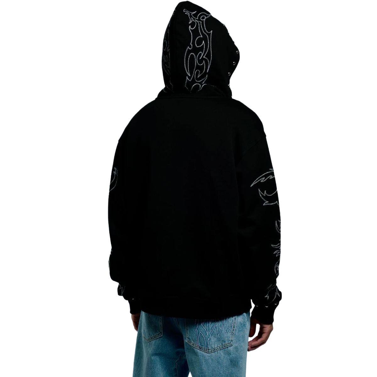 REVENGE TRIBAL SKULL STUDDED ZIP BLACK/SILVER