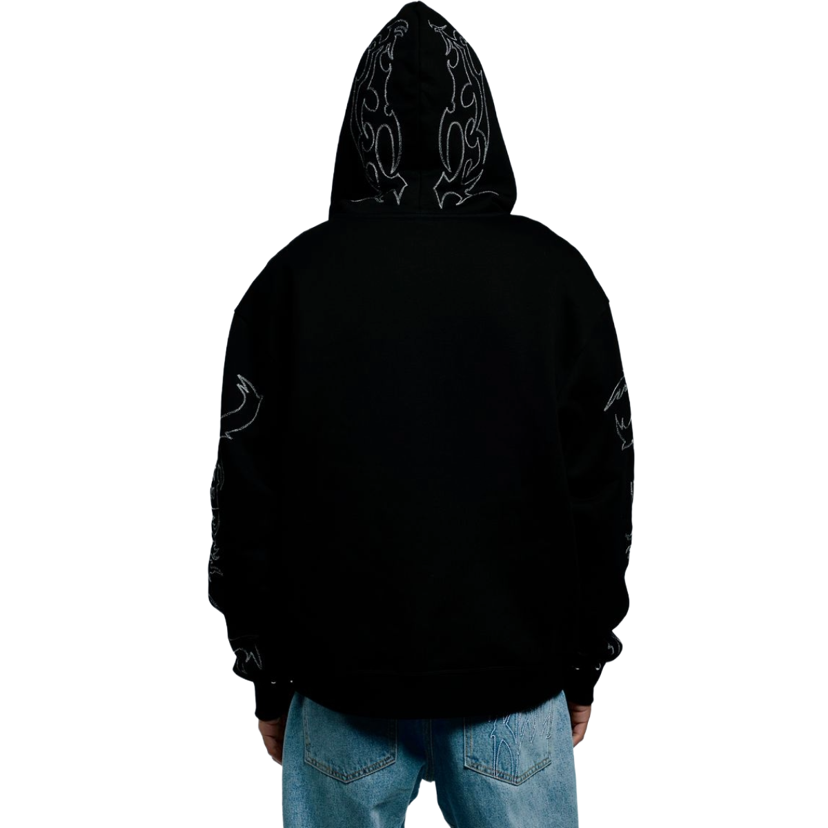 REVENGE TRIBAL SKULL STUDDED ZIP BLACK/SILVER