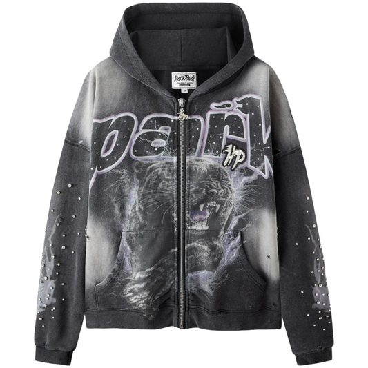 HP ELECTRIC PANTHER - THROW BACK - FULL ZIP HOODIE - BLACK
