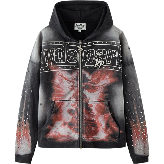 HP DIVINE AWAKENING - THROW BACK - FULL ZIP HOODIE - BLACK