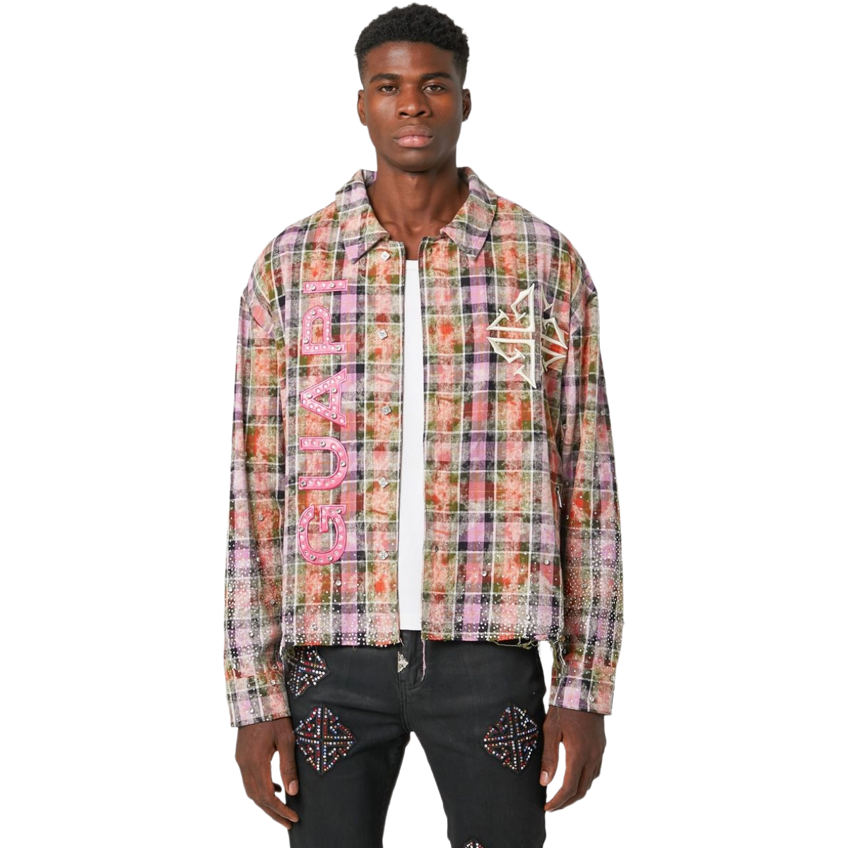 GUAPI BLUSH PINK RHINESTONE FLANNEL