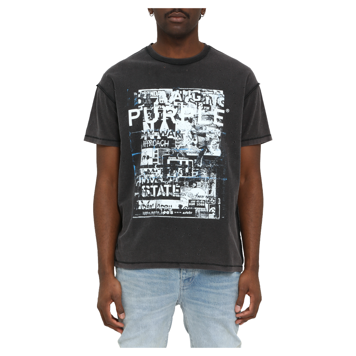 PURPLE 'INSIDE OUT' SS TEE