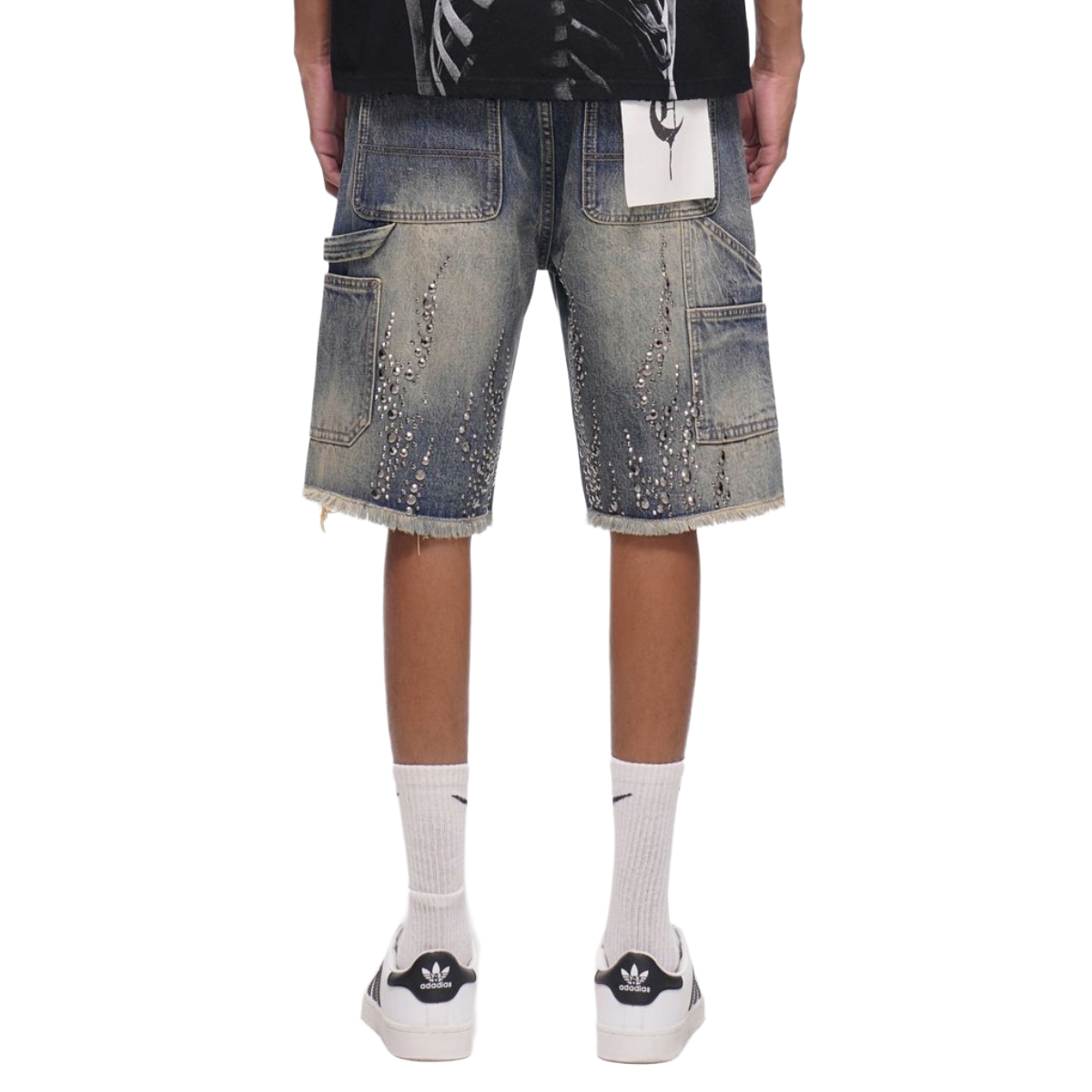 TRNCHS 'SHRAPNEL' WASHED DENIM SHORTS (LITE)