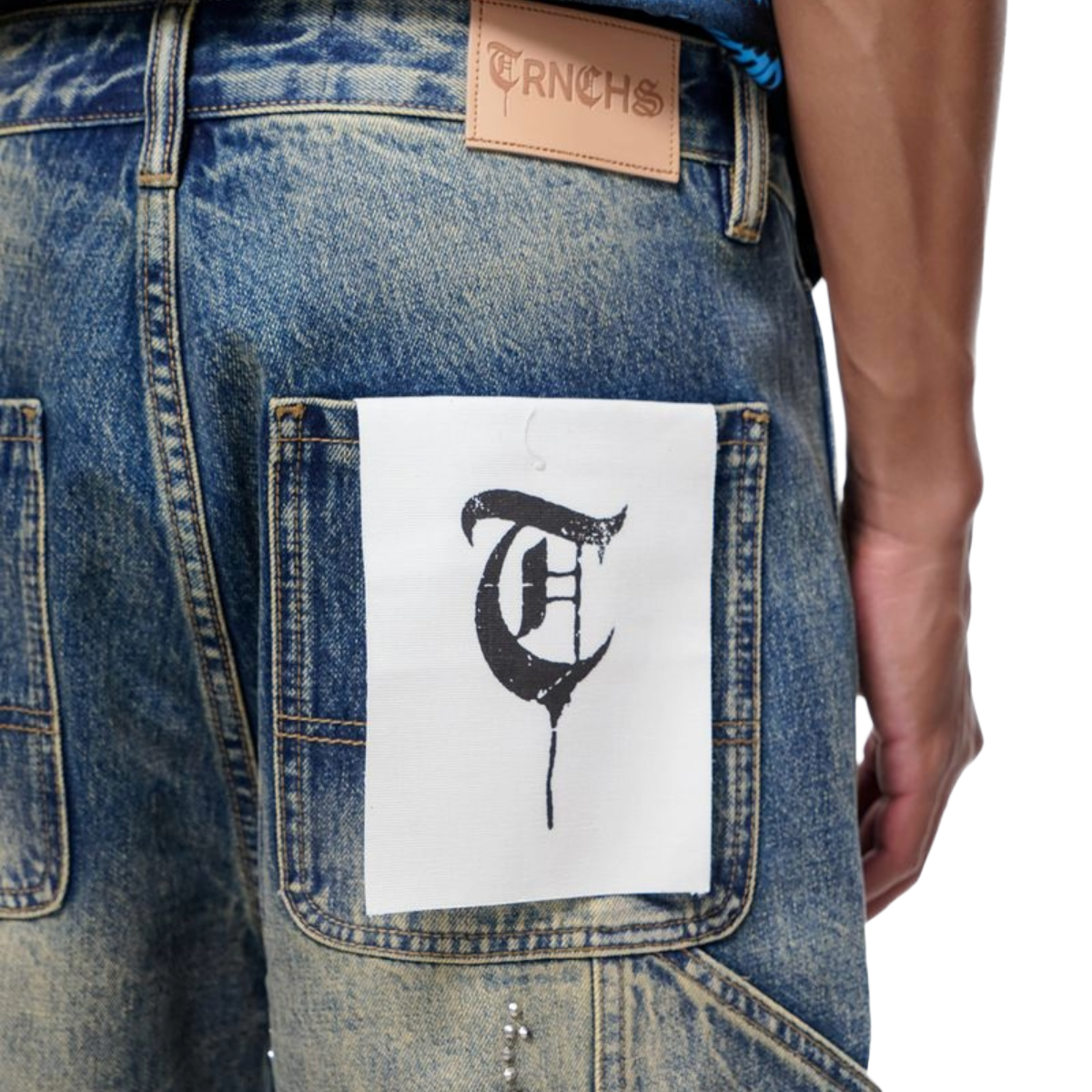 TRNCHS 'SHRAPNEL' WASHED DENIM SHORTS (LITE)