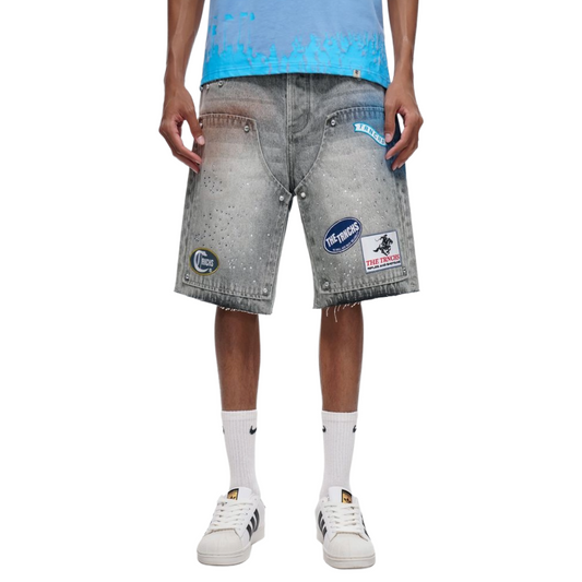 TRNCHS 'OPERATOR' WASHED DENIM SHORTS (GRAY)