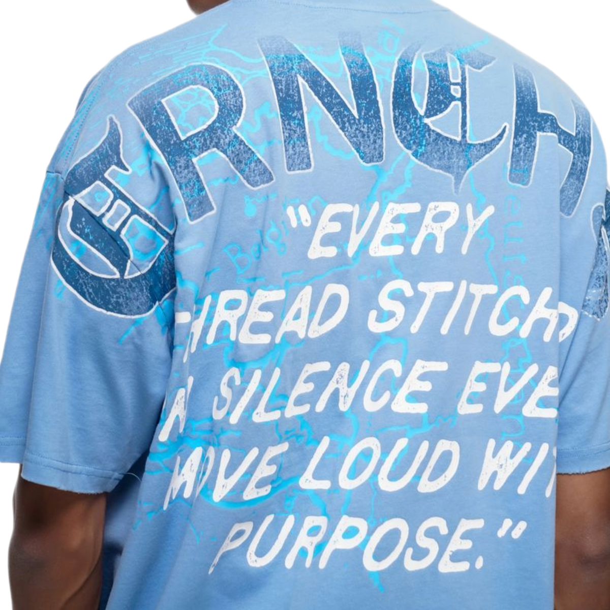 TRNCHS 'STITCHED IN SILENCE' SS TEE (BLUE)