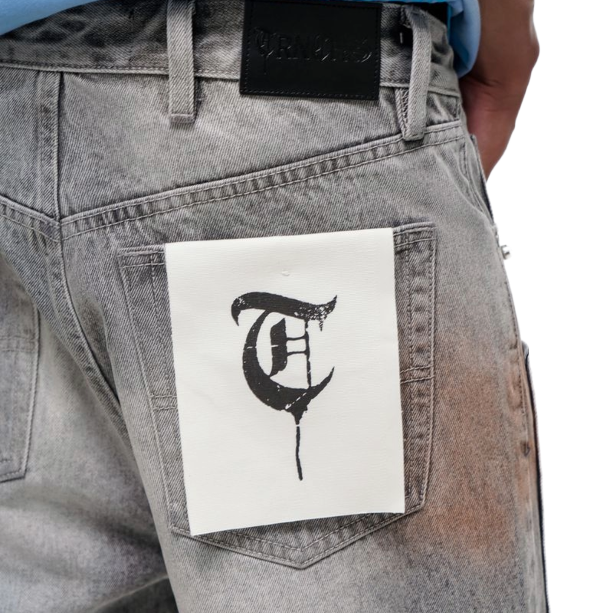 TRNCHS 'OPERATOR' WASHED DENIM SHORTS (GRAY)